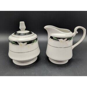 Majesty Collection Black fantasy  Covered Sugar Bowl & Creamer Calla Lilies